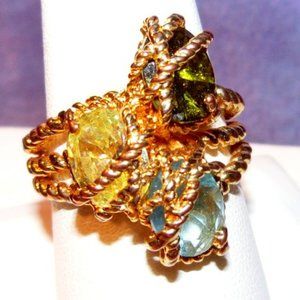 🌹Host Pick🌹VTG 5+ CTs Gems in 18KT GP Parisian POWER Ring "9"